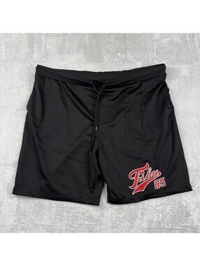 Y2K FUBU Mesh Basketball Shorts Black Red Logo 4XL Streetwear Hippop Baggy 2000s